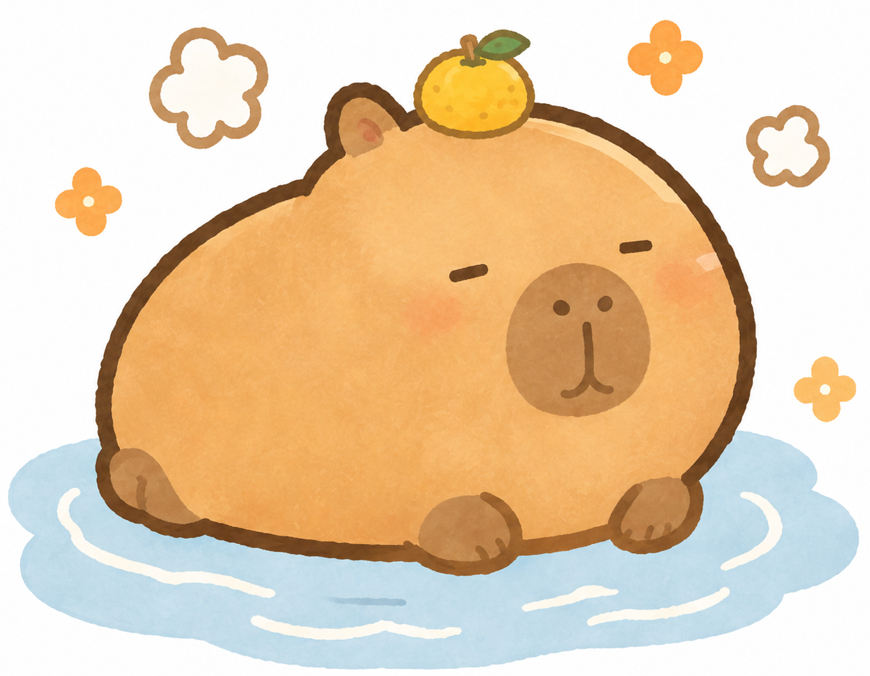 旅好きの顔のカピバラキャラクター